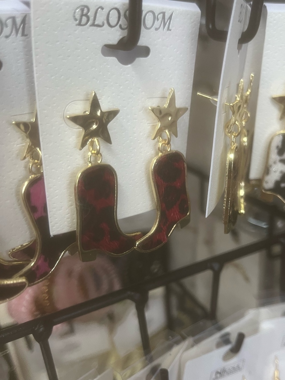 Cowgirl Boot Earrings with Stars